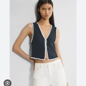 Wilfred Basque Sweater Vest Navy White